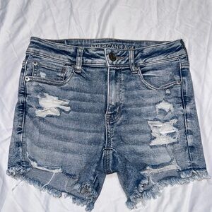 American Eagle Outfitters Women's Ripped Blue Jean Shorts